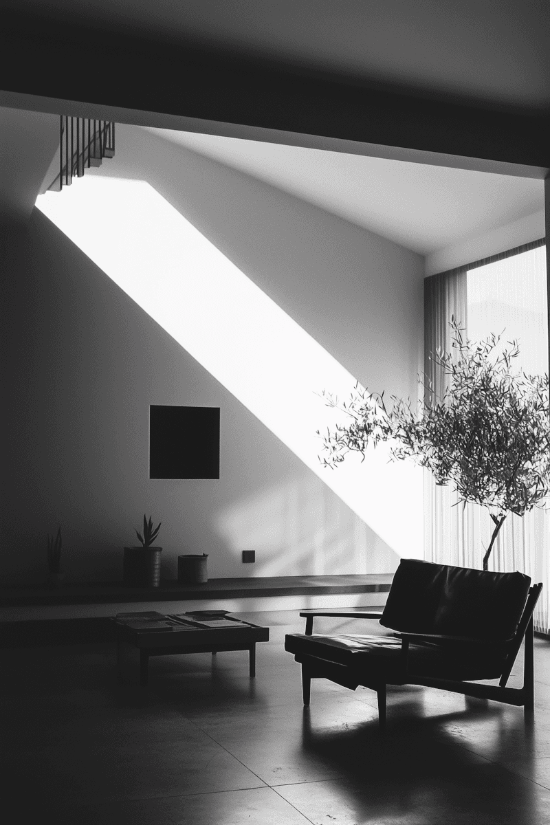 Interior minimalista com luz natural